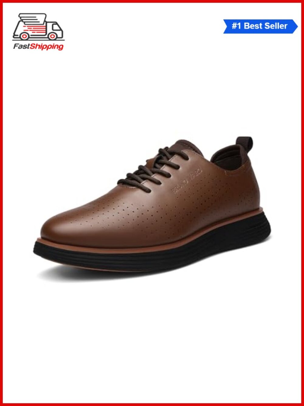 Men's Oxford Sneakers Perforated Faux Leather Lace-Up Dress Shoes